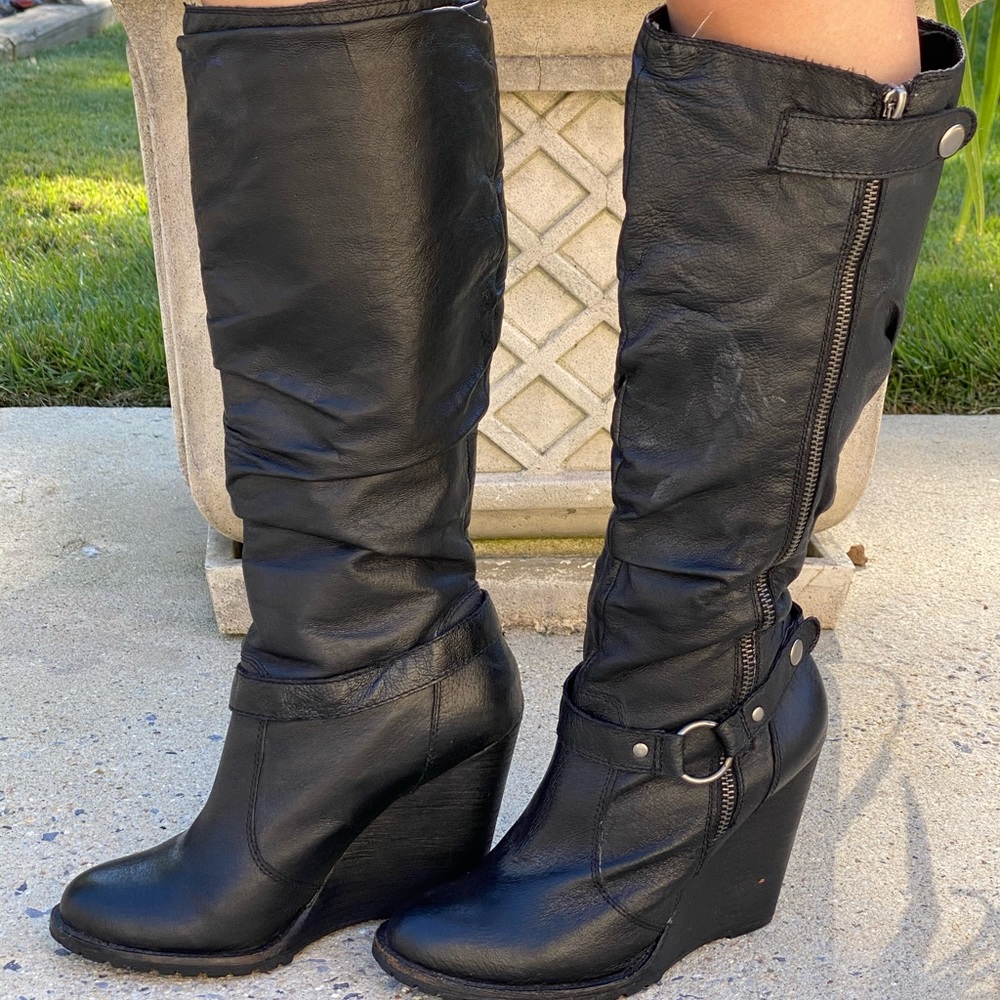 Bakers black Leather Knee high boots
